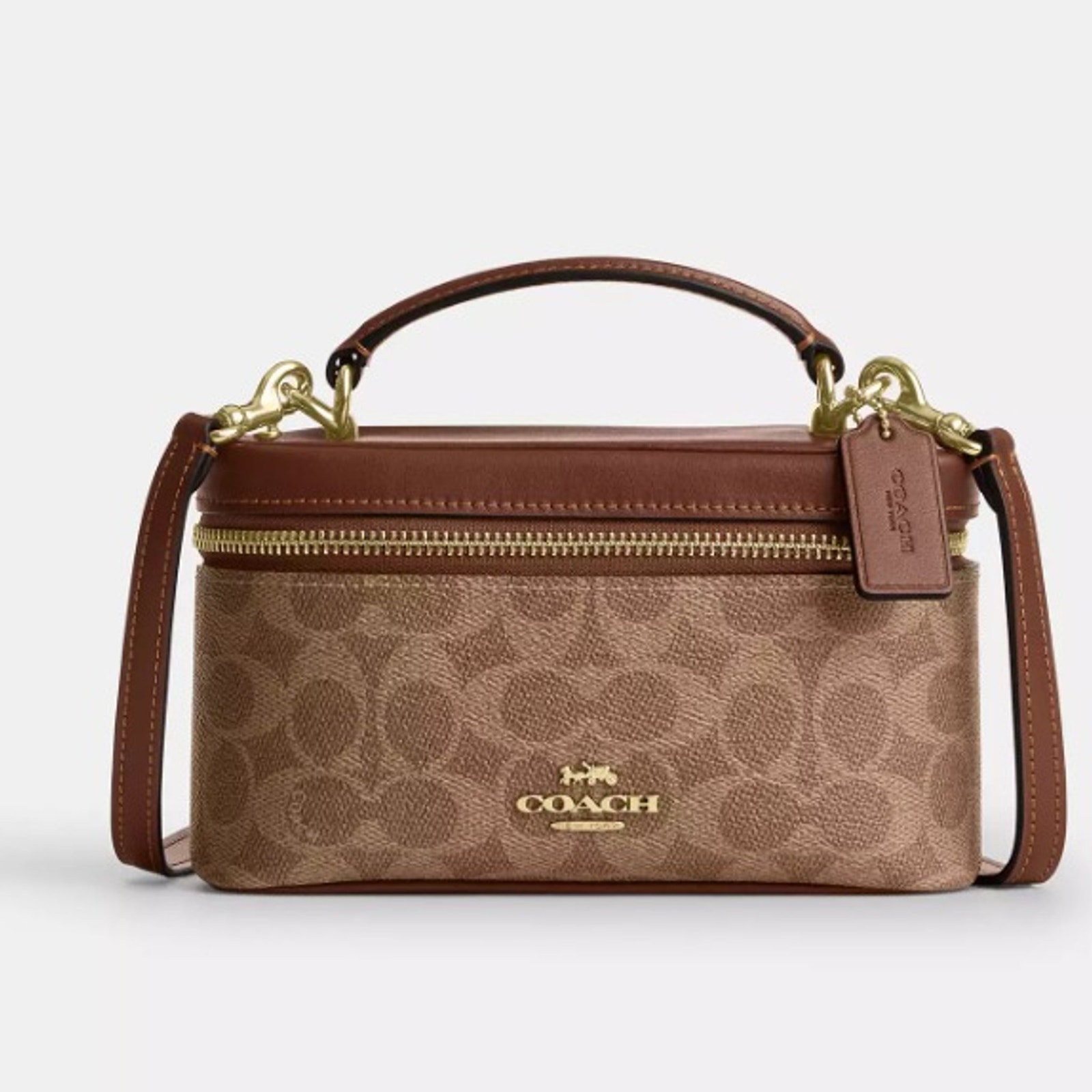 Coach Rainer Crossbody Bag 18 In Signature Canvas Ceo23 Gold/Tan/Brown